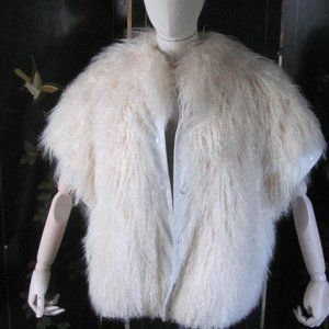 PD Furs Runway Chic Cream Tibetan Lamb Fur Vest Jacket SzM 1980s
